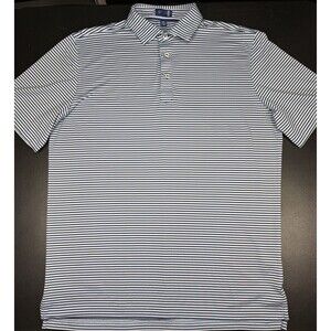 Men’s Stitch Blue/White Stripe Stretch Golf Polo Shirt Sz M/L